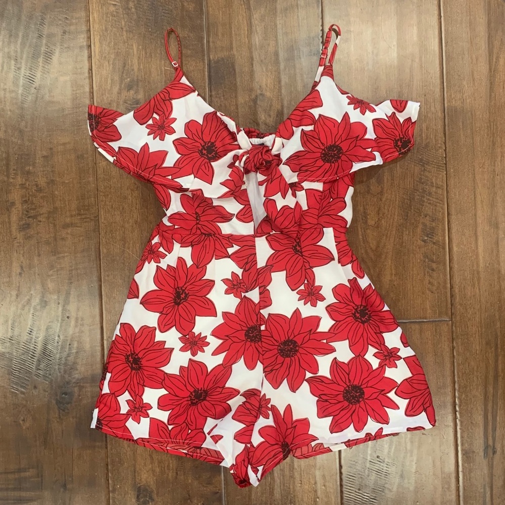 Blue Rain Francesca Red Romper